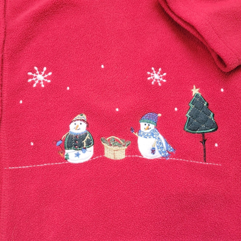 Premier International Red Fleece Cardigan Snowman Snowflake Buttons Women's 3XL - Picture 3 of 7